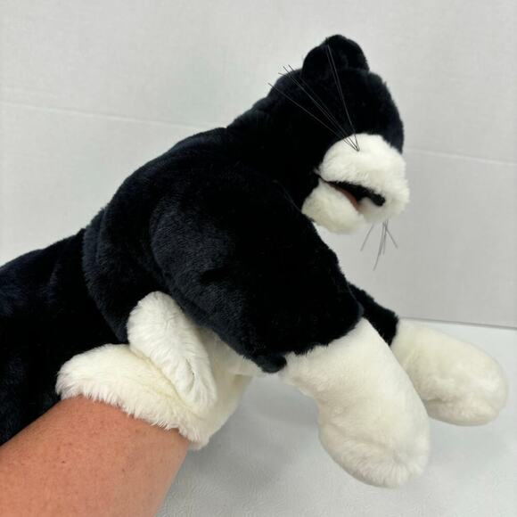Folkmanis Floppy Cat Hand Puppet Full Body Plush Realistic Black Kitty 21 Inch - Picture 3 of 10